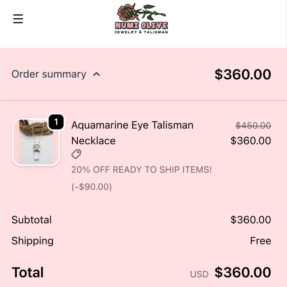 Numi Olive Aquamarine Eye Talisman / brand new / one of a kind - Picture 7 of 7